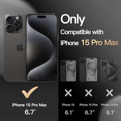 JETech Rugged Case for iPhone 15 Pro Max, Black | Dual-Layer Protection, Heavy-Duty Shockproof Design, Matte Finish