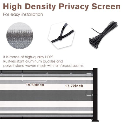 SUNNY GUARD 3' x 16' Balcony Privacy Screen, HDPE Patio Railing Cover Fence - color: Silver Grey White Stripes, size: 0 3' x 1 6'