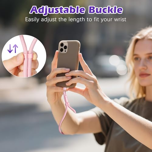 MoKo Phone Wrist Strap Anti-theft, Adjustable Phone Wrist Lanyard - color: Rosegold+purple