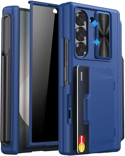 for Samsung Galaxy Z Fold 6 Case with Privacy Screen Protector, Blue - color: Blue-Y