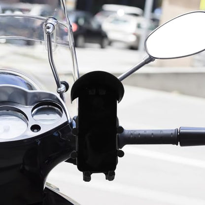 TEHAUX Motorcycle Phone Holder with Anti-Vibration Shock Absorbing, Detachable Handlebar Mount for Bike and Motorbike Navigation, Compatible with Smartphones for Outdoor Riding and Use
