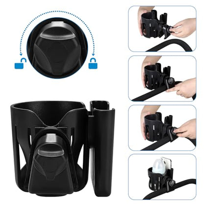 Accmor Stroller Cup Holder, Cup Holder for Walker Bike Wheelchair - color: Cup Phone Holder-Black