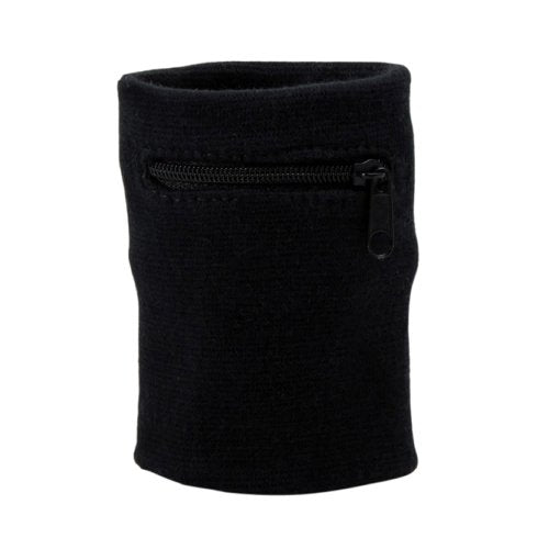 Suddora Zipper Wrist Pouch - Sweatband/Wristband Wallet for Keys, ID, Cards, Cash - color: Black