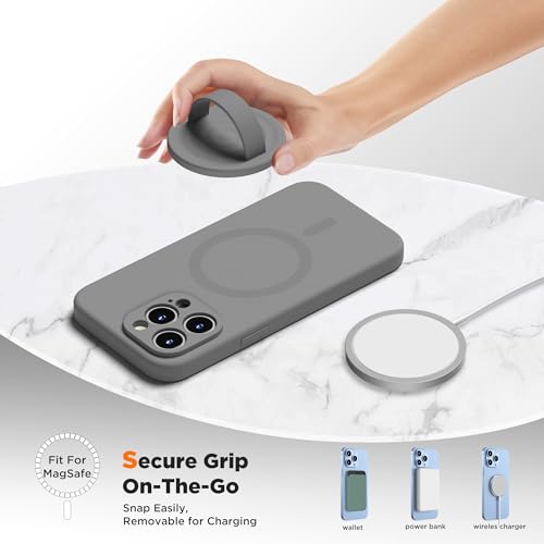 Upgraded Magnetic Phone Grip, Liquid Silicone Soft and Portable, Removable Finger Loop Ring Grip Holder for iPhone, Strong Magnetic Attraction, Compatible with MagSafe Phone Case, Space Gray - color: Space Gray
