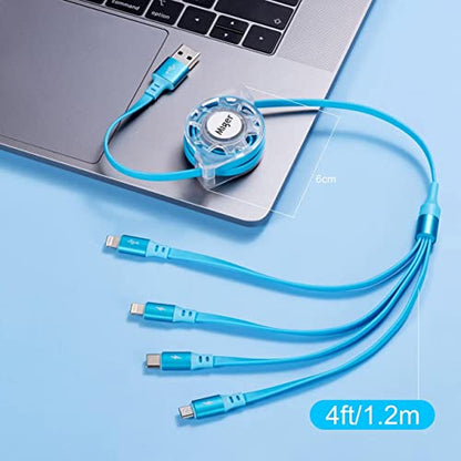 Multi Charging Cable 4A,Retractable Charger Cable 4 in1 Multi Charging Cord