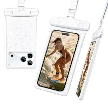 wellhouse Waterproof Phone Pouch, Waterproof Phone Case for iPhone 17 16 15 14 13 Pro Max XS Samsung, IPX8 3D Cellphone Dry Bag Beach Essentials (1 Pack -Earl White 7 inch) - color: 1 Pack -Earl White 7 inch