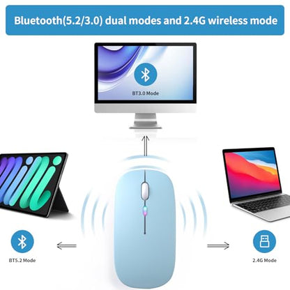Afaartcci Rechargeable Wireless Mouse, Silent Bluetooth Mouse (Blue) - color: blue