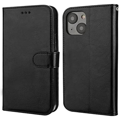 Bocasal Detachable Wallet Case Card Holder for iPhone 14 Plus, Black | RFID Blocking Kickstand Card Slots Holder PU Leather Magnetic Shockproof Wrist Strap Removable Flip Protective Cover 6.7 inch - color: Black