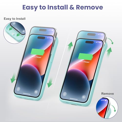 Feob Battery Case for iPhone 14 Pro Max,[2026 Upgraded] 8600mAh Ultra-Slim Portable Extended Charger Case Cover for iPhone 13 Pro Max Charging Case (6.7 Inch)-Green - color: Green