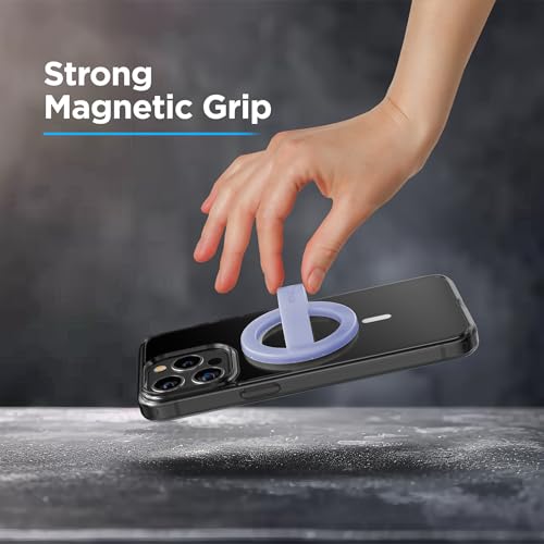 Encased Magnetic Phone Grip Holder (Compatible with MagSafe) Thin Silicone Finger Loop Ring for iPhone (Periwinkle) - color: Periwinkle