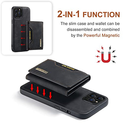 Leather Wallet Phone Cases Compatible with iPhone 14 Pro Max Case with Card Holder Men 6.7'' 2 in 1 Detachable Back Cover (Black,IP 14 Pro Max) - color: Black, size: IP 14 Pro Max