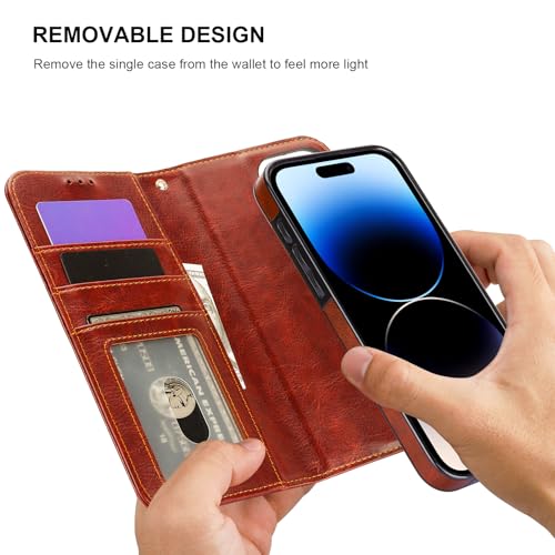 Bocasal for MagSafe Wallet Case Card Holder for iPhone 14 Pro Max Brown - color: Brown for MagSafe