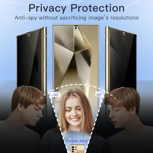JETech TPU Privacy Screen Protector for Samsung Galaxy S24 Ultra, 2+2 Pack