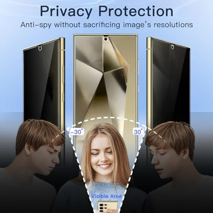 JETech TPU Privacy Screen Protector for Samsung Galaxy S24 Ultra, 2+2 Pack
