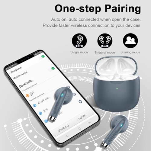 Wireless Earbuds, Bluetooth 5.4 Headphones in Ear with Noise Cancelling Mic - color: Dark Gray
