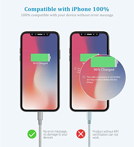 Marchpower iPhone Charger Cable MFi Certified 3 Pack 6FT Lightning Cable Nylon Braided Durable USB Charging Cable Cord for iPhone 12 11 Pro XR Xs Max X SE 8 7 6S Plus 6 5S 5C 5 iPad AirPods and More