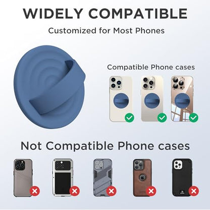 Upgraded Magnetic Phone Grip, Liquid Silicone Soft and Portable, Removable Finger Loop Ring Grip Holder for iPhone, Strong Magnetic Attraction, Compatible with MagSafe Phone Case, Azure Blue - color: Azure Blue