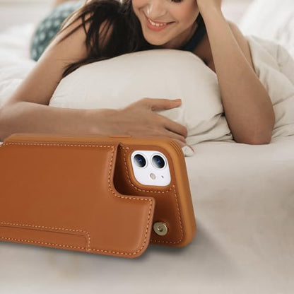 iCoverCase Compatible with iPhone 11 Case with Card Holder, Wallet Phone Case for Women Men RFID Blocking PU Leather Protective Case 6.1 Inch (Light Brown) - color: Light Brown