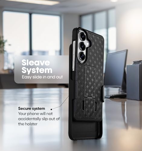 MOTIVE for Samsung Galaxy s26 Case with Belt Clip, Rigid, Kickstand | 6.3" | Ranger v1 Series, Black, 360° holster, open-top/open-bottom port access, textured grip, slim design - size: s26