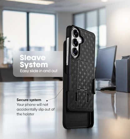 MOTIVE for Samsung Galaxy s26 Case with Belt Clip, Rigid, Kickstand | 6.3" | Ranger v1 Series, Black, 360° holster, open-top/open-bottom port access, textured grip, slim design - size: s26