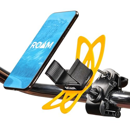 Roam Universal Cell Phone Holder Net Mount - Adjustable Up to 3.6" W x 7" L - 360° Rotation - Hands Free Navigation System for Motorcycle eBike Dirt Road Cruiser Scooter - Orange