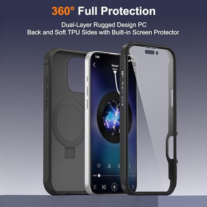 Compatible with iPhone 16 Pro Case with Stand 6.3",Black - color: Black, size: Iphone 16 Pro