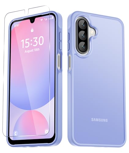 YENAPOON for Samsung Galaxy A17 5G Case, Matte Phone Case, Lavender Purple | with 1 Screen Protector, Frosted Translucent Back, Slim Shockproof Protective Cover - color: Lavender Purple, size: for Galaxy A17 5G