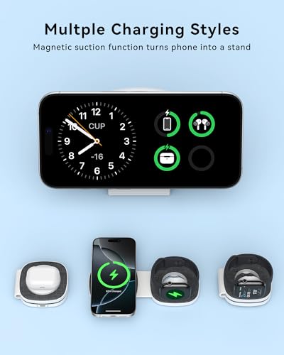 2-in-1 Foldable Charger Compatible with MagSafe iPhone, Watch & AirPods - color: Black