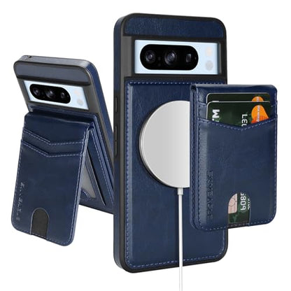 SkyEagle Compatible Magsafe 2 in 1 Detachable Google Pixel 8 Pro Wallet Case with Card Holder Women Men,Magnetic PU Leather RFID Blocking Flip Kickstand Credit Slots,for Pixel 8 Pro 6.7",Blue - color: Blue, size: Google Pixel 8 Pro 6.7"