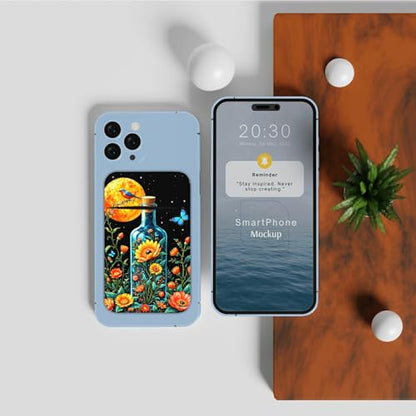 Phone Credit Card Holder Stick on, Cell Phone Pocket Self Adhesive Stretchy Stick on Wallet ID Credit Card Case Pouch Sleeve with Flap for All Smartphones, Drift Bottle Flowers Birds - color: Drift Bottle Flowers Birds