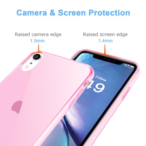 JJGoo Compatible with iPhone XR Case Clear Soft Transparent Shockproof Protective Slim Thin Bumper Phone Cover for XR, Clear Pink - color: Pink