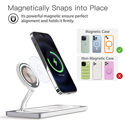 PETINO 3 in 1 Wireless Charging Station for Apple Devices with MagSafe - color: Silver