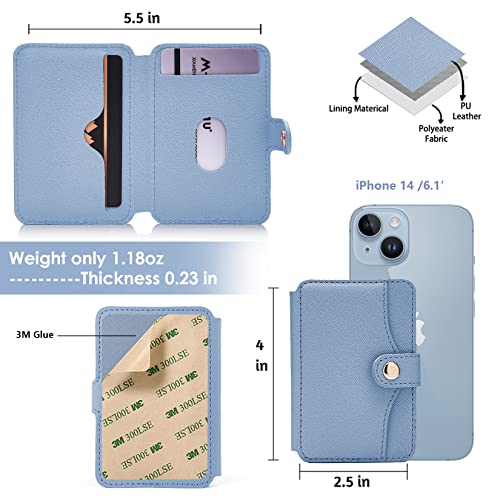 Wallet for Men,Phone Wallet Stick on for Cases, Adhesive Credit Card Holder - color: Sky Blue