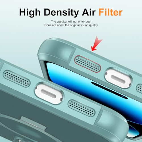 CHAOFEnG Magnetic Compatible with iPhone 14 Pro Case with Stand [Military Grade Drop Tested][Compatible with Magnet] Ring Translucent Slim Hard Back Soft Edge, Teal Green - color: Teal Green, size: iPhone 14 Pro