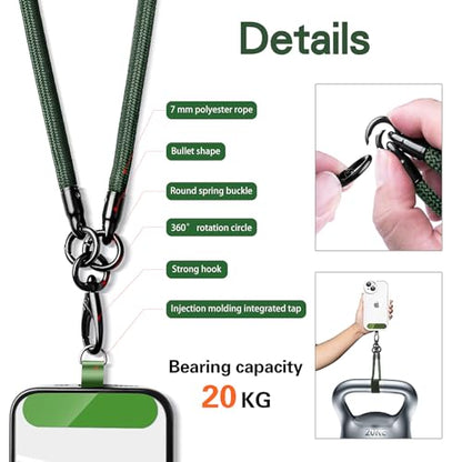 Phone Lanyard, Anti Theft Phone Straps 3-in-1 - Crossbody Strap, Neck Holder & Wrist Lanyard, Detachable Universal Cellphone Strap with 1 Tap, Durable Hook-Green - color: 3 in 1 Strap-green