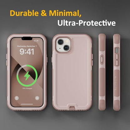 Follaroma for iPhone 13 Case, Heavy Duty Magnetic Cases, Light Brown,6.1" | Compatible with MagSafe, Heavy Duty Shock proof,Military-Grade Anti-Drop Protective,Dual Layer Magnetic Protection Phone Case - color: Brown Pink