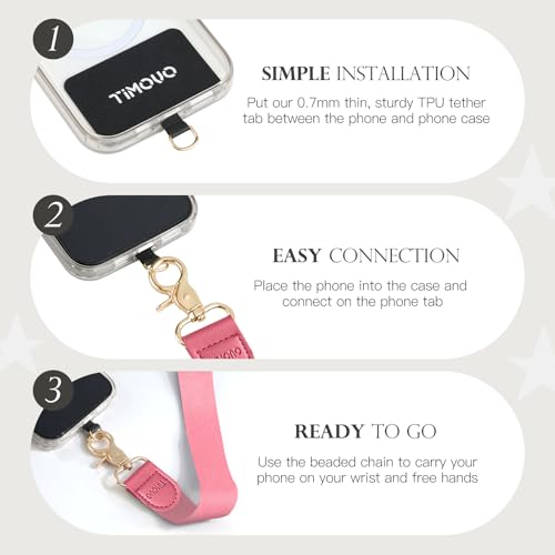 TiMOVO Phone Lanyard Crossbody Wrist Strap, Adjustable Anti-Theft Strap for Smartphone Case - color: Pink