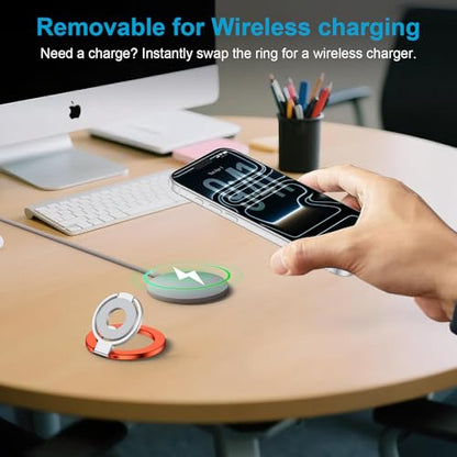 Magsafe Ring Stand, Dual-Sided Magnetic Phone Grip with Kickstand Loop - color: orange