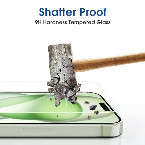 amFilm OneTouch for iPhone 15 Plus Screen Protector 6.7'' Tempered Glass - size: 15-6.7”
