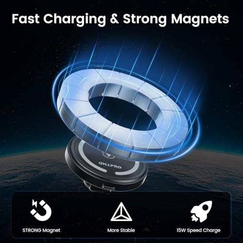 OHLPRO CD Slot Magsafe Car Mount Charger for iPhone 17, JetBlack - color: Black