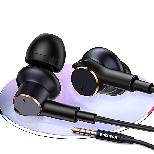 Wired headphones with [4-speaker] noise-cancelling subwoofer 3.5mm earbuds