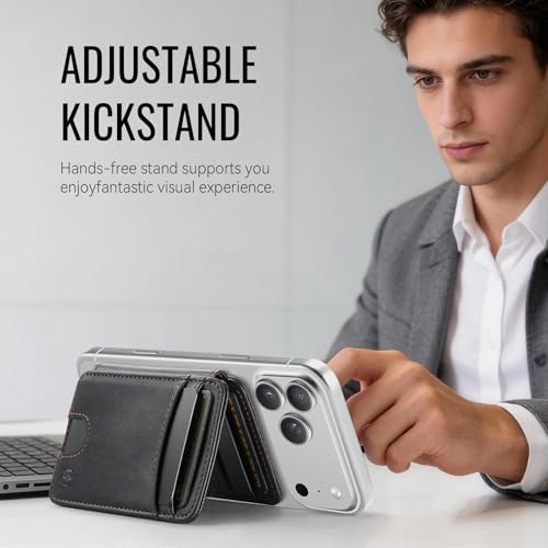 for Magsafe Wallet Magnetic RFID Blocking Card Holders, Retro Black - color: Retro Black