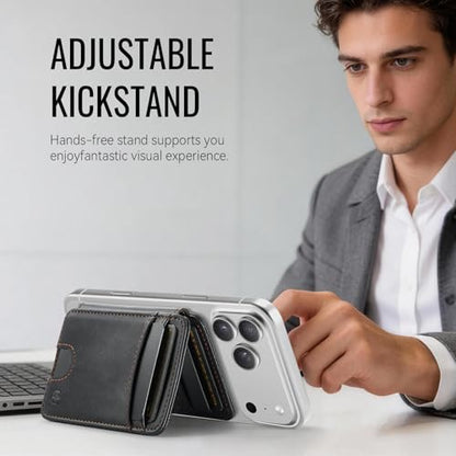 for Magsafe Wallet Magnetic RFID Blocking Card Holders, Retro Black - color: Retro Black