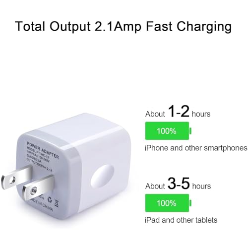 USB Wall Charger Adapter, FiveBox 5Pack 2.1Amp Fast Dual Port Wall USB Plug