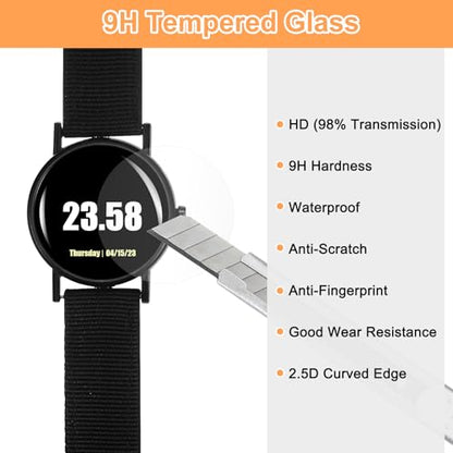 HARFINGTON 4pcs Watch Glass Screen Protector 40mm 9H Tempered Glass HD Clear Curved Edge Anti-Scratch Waterproof Round Smart Watch Dial Crystal Face Protective Film with Accessories - size: 40mm
