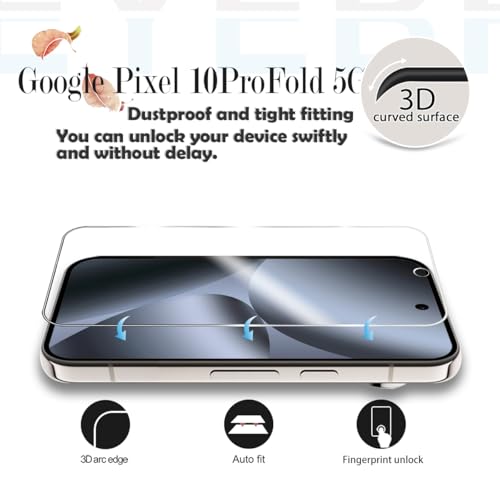 Screen Protector for Google Pixel 10 Pro Fold & Camera Lens Protectors [2+2 Pack] [Ultrasonic Fingerprint Unlock] [Case Friendly] [Bubble-Free] Tempered Glass For Pixel 10 Pro Fold - size: Google Pixel 10 Pro Fold