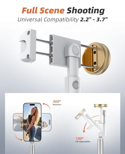 Tripod for iPhone, Selfie Stick with Remote, Stable & Durable Phone Tripod - color: White