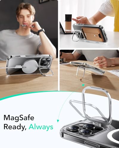 ESR for iPhone 16 Pro Max Case, Compatible with MagSafe, Military-Grade Protective, Built-in Stash Stand Phone Case, Scratch-Resistant Back Cover, Clear - color: Clear, size: iPhone 16 Pro Max 6.9inch