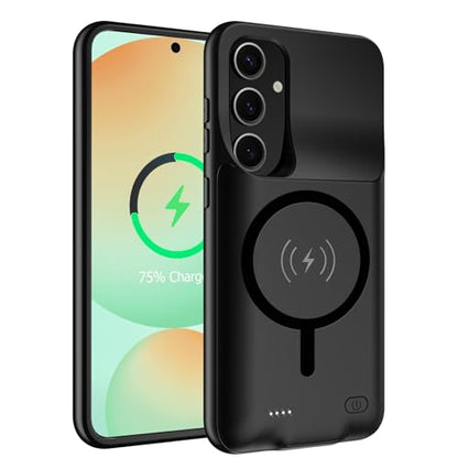 Battery Case for Galaxy S24 FE,Upgraded 12000mAh High Capacity Rechargeable Portable Protective Extended Charger Case Wireless Charging Compatible with S24 FE(6.7 inch) Charging Case & Carplay Black - size: Galaxy S24 FE