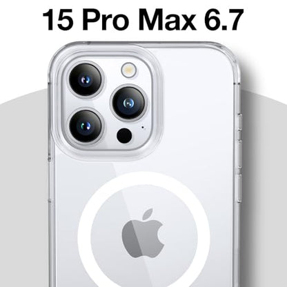 TORRAS Magnetic Slim-Fit for iPhone 15 Pro Max Case Clear 6.7", [True Never Yellow]Ultra-Thin 15 ProMax Phone Case Compatible with MagSafe, Light Anti-Scratch Matte Hard Cover OriginFit, Diamond Clear - color: Clear